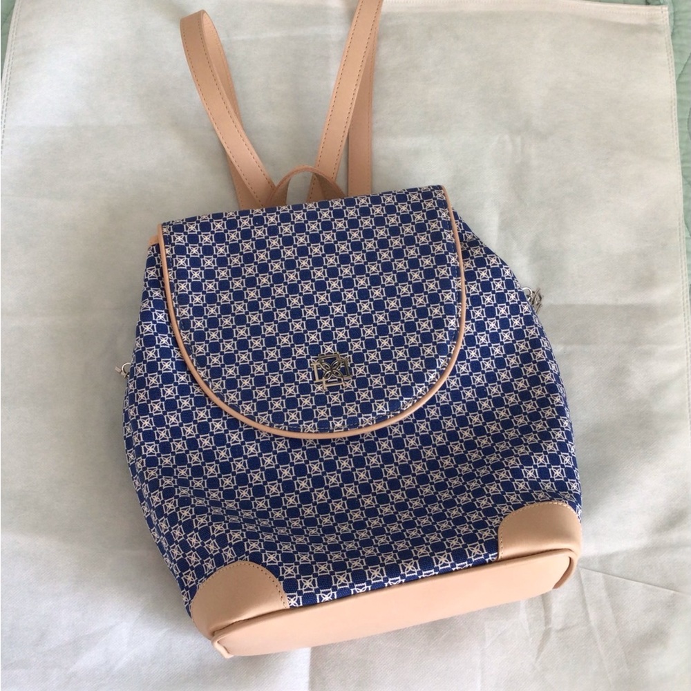 Dominie Luxury Designer fabric and leather backpack NWT